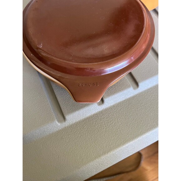 Vintage Pyrex Covered Casserole Dishes Bowls Tan Orange Gold with Brown Lid - Picture 6 of 11